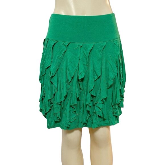 International Concepts Kelly Green Ruffle Tiered Short Skirt Flowy Lined - Picture 1 of 8